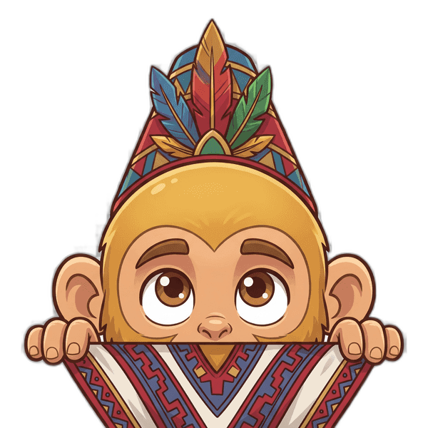 Inca Monkey explorer character peeking up from the bottom of the section