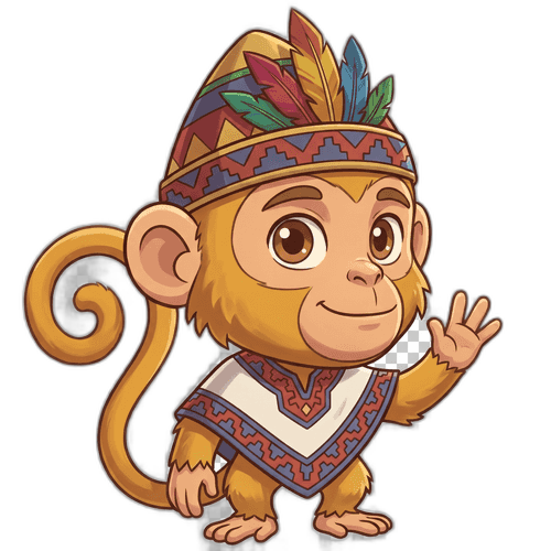 Inca Monkey explorer character waving you back to the home page
